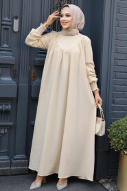 Beige Hijab Dress 23211BEJ - 2