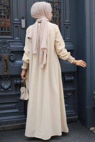 Beige Hijab Dress 23211BEJ - 3