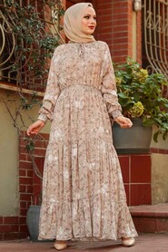 Beige Hijab Dress 2327BEJ - 1