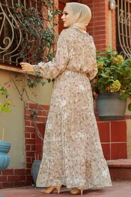 Beige Hijab Dress 2327BEJ - 2