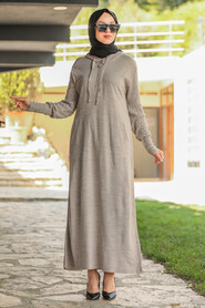 Beige Hijab Dress 2343BEJ - 1