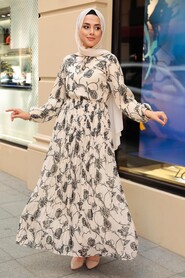 Beige Hijab Dress 2483BEJ - 1