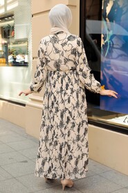 Beige Hijab Dress 2483BEJ - 3