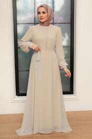 Beige Hijab Dress 2703BEJ - 1