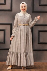 Beige Hijab Dress 2711BEJ - 1