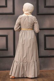 Beige Hijab Dress 2711BEJ - 2
