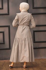 Beige Hijab Dress 2731BEJ - 2