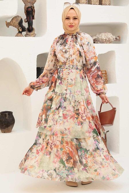 Beige Hijab Dress 279010BEJ - NEVA STYLE