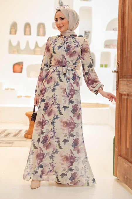 Beige Hijab Dress 279038BEJ - NEVA STYLE