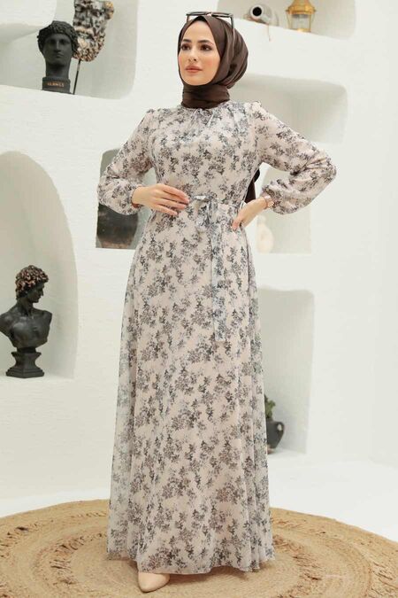 Beige Hijab Dress 279040BEJ - NEVA STYLE