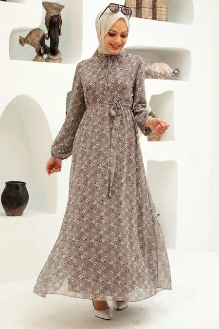 Beige Hijab Dress 279045BEJ - NEVA STYLE