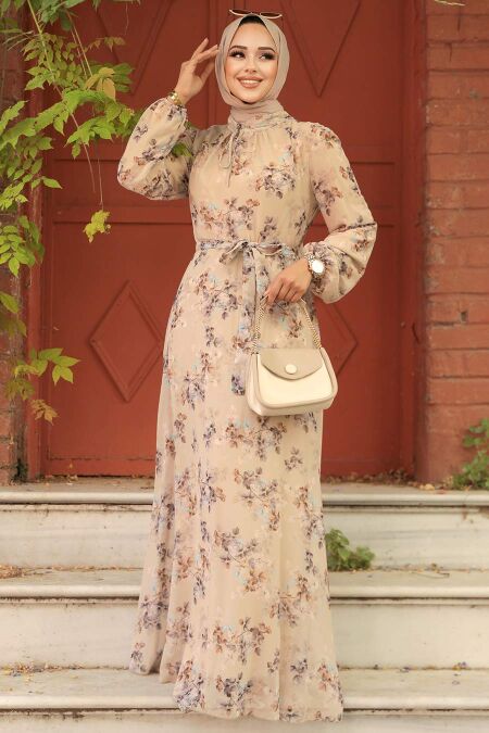 Beige Hijab Dress 279061BEJ - NEVA STYLE