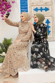 Beige Hijab Dress 279065BEJ - 4