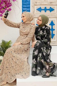 Beige Hijab Dress 279065BEJ - 5