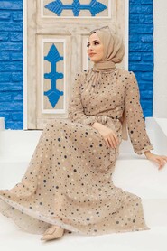 Beige Hijab Dress 279065BEJ - 3
