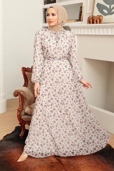 Beige Hijab Dress 279075BEJ - NEVA STYLE