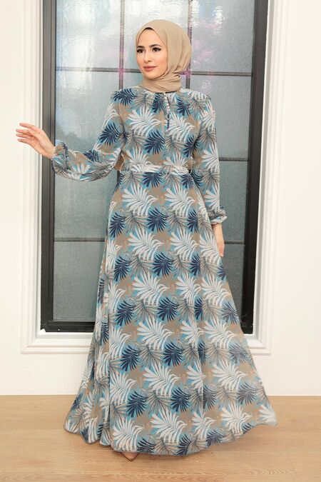 Beige Hijab Dress 279076BEJ - NEVA STYLE