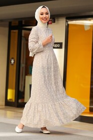 Beige Hijab Dress 2848BEJ - 1