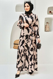 Beige Hijab Dress 30012BEJ - 2