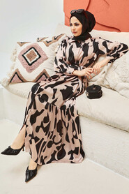 Beige Hijab Dress 30012BEJ - 4