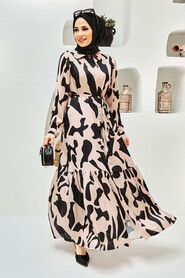 Beige Hijab Dress 30012BEJ - 1