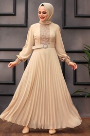 Beige Hijab Dress 30060BEJ - 1