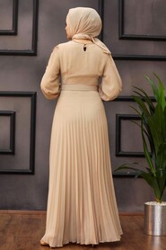 Beige Hijab Dress 30060BEJ - 2