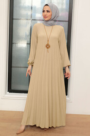 Beige Hijab Dress 30280BEJ - NEVA STYLE