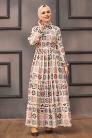Beige Hijab Dress 31630BEJ - 1