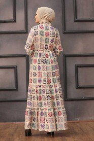 Beige Hijab Dress 31630BEJ - 2