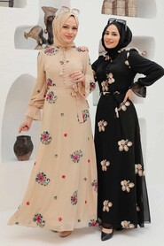 Beige Hijab Dress 32943BEJ - 2