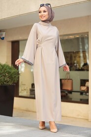 Beige Hijab Dress 33230BEJ - 1