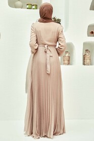 Beige Hijab Dress 33233BEJ - 2