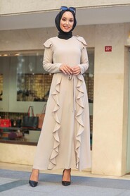 Beige Hijab Dress 3331BEJ - 1