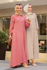 Beige Hijab Dress 3340BEJ - 3