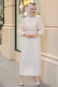 Beige Hijab Dress 3369BEJ - 1