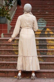 Beige Hijab Dress 33940BEJ - 2