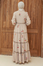 Beige Hijab Dress 3403BEJ - 2