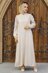 Beige Hijab Dress 3436BEJ - 2