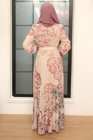 Beige Hijab Dress 3463BEJ - 2