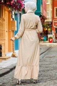 Beige Hijab Dress 3734BEJ - 2