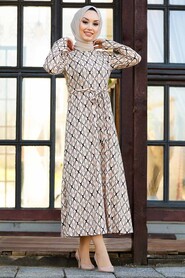 Beige Hijab Dress 40396BEJ - 1