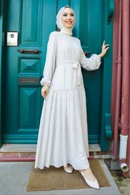 Beige Hijab Dress 4342BEJ - 1