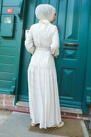 Beige Hijab Dress 4342BEJ - 2