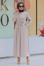 Beige Hijab Dress 462BEJ - 1