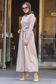 Beige Hijab Dress 462BEJ - 2