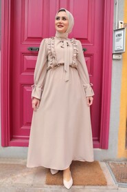 Beige Hijab Dress 514BEJ - 1