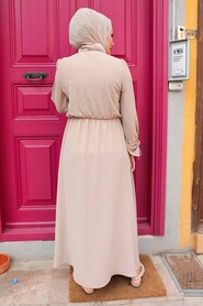 Beige Hijab Dress 514BEJ - 2