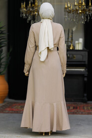 Beige Hijab Dress 51911BEJ - 3