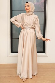 Beige Hijab Dress 5727BEJ - 2